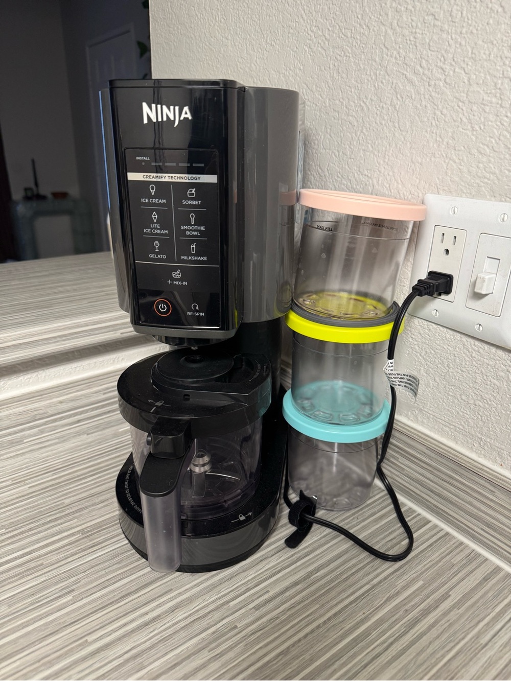 Ninja Black Frozen Treat Maker with Colorful Storage Lids